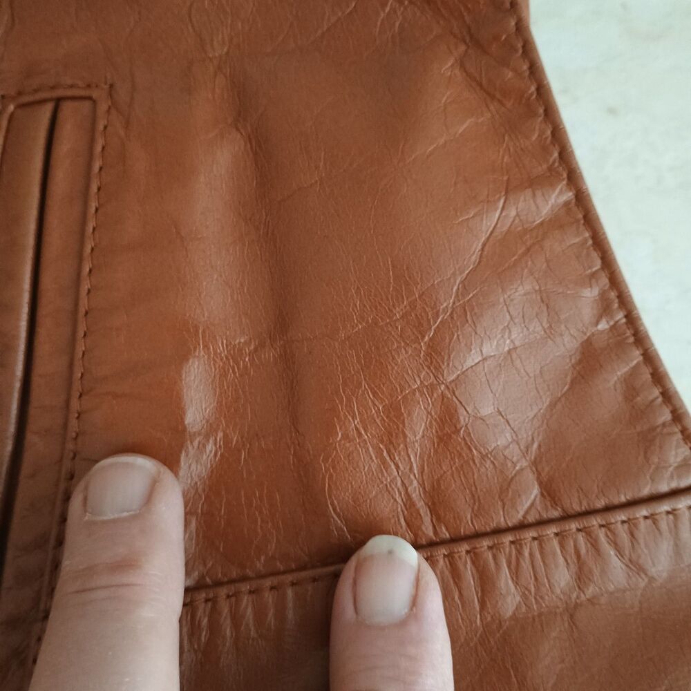 Sheplers Pardners Leather Vest Men's Brown Size 42 Long Vintage Made in Korea